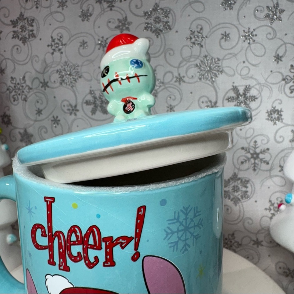 Disney Christmas CHEER Santa Hat Stitch & Santa Scrump Mug Topper Ceramic Mug - Picture 7 of 12